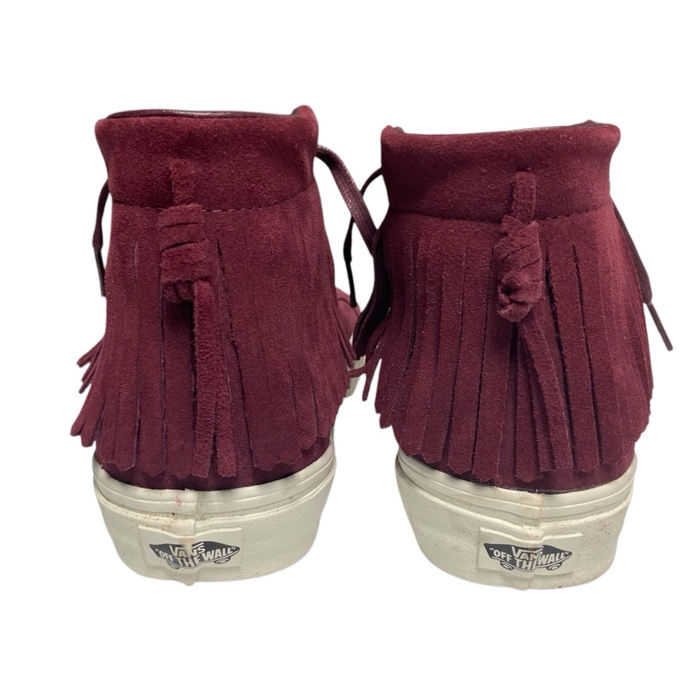 Vans SK8-Hi Moccasin High-Top Womens Sneakers Suede Leather Fringe Maroon Shoes - Picture 9 of 12